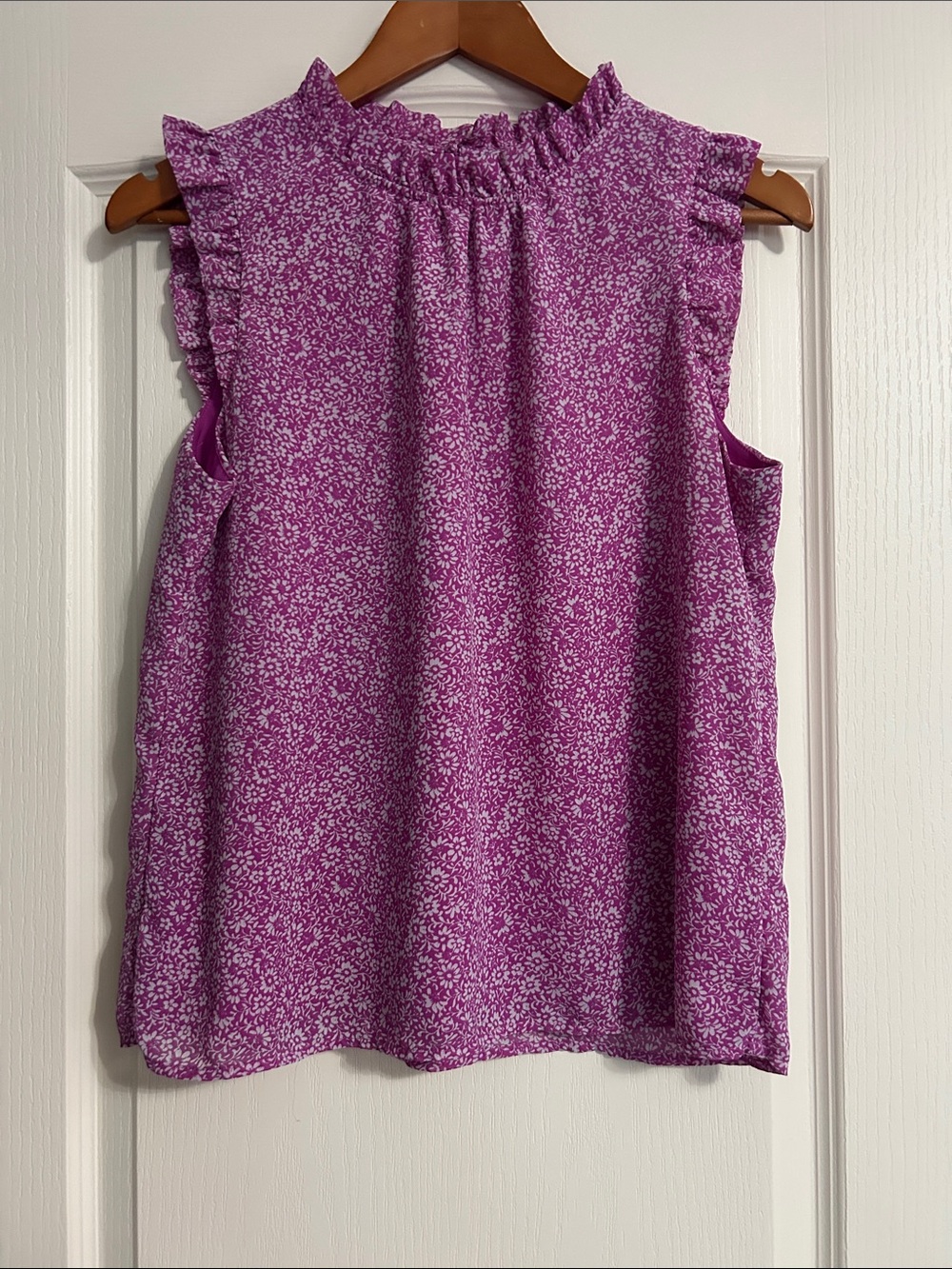 J. Crew Pink Floral Ruffle Mock Neck Top